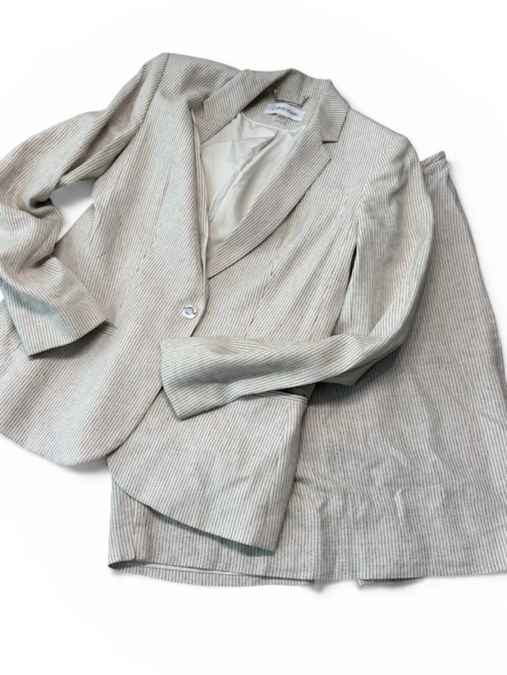 Calvin Klein pinned stripped Women's Tailored Blazer size 4 & skirt  size 6 set